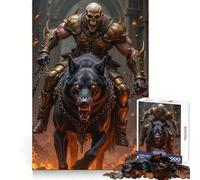Puzzle de 1000 pièces représentant Un Guerrier Squelette chevauchant Un Chien de l'enfer, idéal pour Les Adolescents Activité stimulante à Domicile, Bords précis, Cadeau Festif 38x52cm
