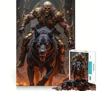 Puzzle de 1000 pièces représentant Un Guerrier Squelette chevauchant Un Chien de l'enfer, idéal pour Les Adolescents Activité stimulante à Domicile, Bords précis, Cadeau Festif 38x52cm