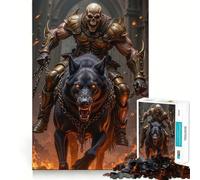 Puzzle de 1000 pièces représentant Un Guerrier Squelette chevauchant Un Chien Infernal, idéal pour Les Adolescents 50x75cm
