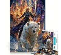Puzzle de 1000 pièces représentant Un Guerrier sur Un Ours Polaire (38x26cm),Un Jeu cognitif Amusant et de Haute précision,Un Cadeau Unique pour soulager Le Stress