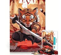 Puzzle de 1000 pièces représentant Un Guerrier Tigre à l'épée, avec des Adolescents Jeu de logique Solide, Divertissement et Objets de Collection aux Bords Nets 38x52cm