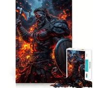 Puzzle de 1000 pièces représentant Un Guerrier Viking au Combat Jeu de réflexion et d'adresse Assemblage Stable,pièces Qui ne bougent Pas Un Passe-Temps agréable pour Les Longs Week-Ends (50x75cm)