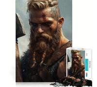 Puzzle de 1000 pièces représentant Un Guerrier Viking Berserker Jeu de réflexion et d'adresse Assemblage Stable,pièces Qui ne bougent Pas Un Passe-Temps agréable pour Les Longs W nds (38x52cm)