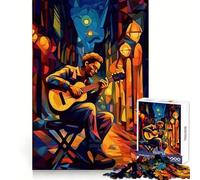 Puzzle de 1000 pièces représentant Un Guitariste Musicien de Rue, idéal pour Les Adolescents Jeu Stimulant la logique et apaisant Objet de Collection Haut de Gamme avec Bords travaillés 38x52cm