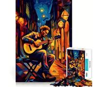 Puzzle de 1000 pièces représentant Un Guitariste Musicien de Rue, idéal pour Les Adolescents Jeu Stimulant la logique et apaisant Objet de Collection Haut de Gamme avec Bords travaillés 38x52cm
