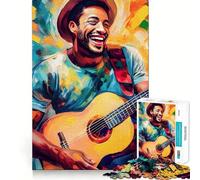 Puzzle de 1000 pièces représentant Un Guitariste Souriant, idéal pour Les Adolescents et Les Exercices de réflexion à Domicile Découpe précise, décoration Murale 38x26cm