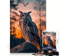 Puzzle de 1000 pièces représentant Un Hibou au Coucher du Soleil, idéal pour Les Adolescents Jeu de logique et de réflexion Découpe précise Un Cadeau Exceptionnel (38x26cm)