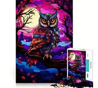 Puzzle de 1000 pièces représentant Un Hibou en vitrail, aux Couleurs vibrantes, pour Adultes Stimule la mémoire, Loisirs et Divertissement Bords précis Joli Cadeau (38x26cm)