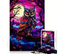 Puzzle de 1000 pièces représentant Un Hibou en vitrail, aux Couleurs vibrantes, pour Adultes Stimule la mémoire, Loisirs et Divertissement Bords précis Joli Cadeau (38x26cm)