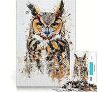 Puzzle de 1000 pièces représentant Un Hibou et d'adorables Animaux, idéal pour Adultes Un Puzzle Relaxant et apaisant, Parfait comme Cadeau de Noël (38x26cm)
