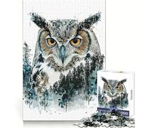 Puzzle de 1000 pièces représentant Un Hibou Peint à l'huile, idéal pour Adultes Un Casse-tête Relaxant à Assembler Lentement Cadeau Parfait (38x52cm)
