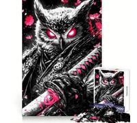 Puzzle de 1000 pièces représentant Un Hibou samouraï Guerrier, idéal pour Adultes Un Puzzle Relaxant et agréable à Assembler, Parfait comme Cadeau de Noël (38x52cm)