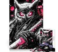 Puzzle de 1000 pièces représentant Un Hibou samouraï Guerrier, idéal pour Les Adolescents Jeu de logique et de réflexion Découpe précise Un Cadeau Exceptionnel (38x26cm)