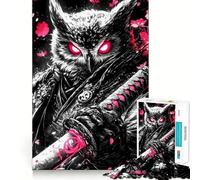 Puzzle de 1000 pièces représentant Un Hibou samouraï Guerrier, idéal pour Les Adolescents Jeu de logique et de réflexion Découpe précise Un Cadeau Exceptionnel (38x26cm)