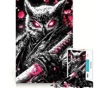 Puzzle de 1000 pièces représentant Un Hibou samouraï Guerrier, Un Animal emblématique pour Adultes Jeu de réflexion Stimulant et Anti-Stress Décoration Murale Transparente (50x75cm)