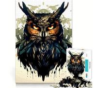 Puzzle de 1000 pièces représentant Un Hibou stylisé avec de la Peinture Qui coule, idéal pour Adultes Jeu de logique et de Construction Amusant et précis Cadeau mémorable 38x52cm