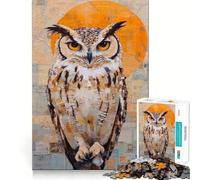 Puzzle de 1000 pièces représentant Un Hibou sur Fond de Carte, idéal pour Les Adolescents Ce Puzzle Lumineux et Relaxant est Un Cadeau Exquis (38x52cm)
