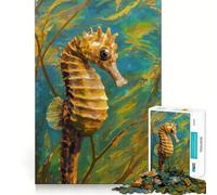 Puzzle de 1000 pièces représentant Un Hippocampe dans Un Tableau d'algues, idéal pour Adultes Jeu de logique Transparent, Loisirs et créativité Découpe Parfaite (38x52cm)