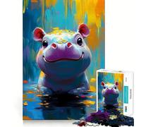 Puzzle de 1000 pièces représentant Un Hippopotame Souriant, pour Adultes, Jeu de logique Pointue, Loisirs à Domicile, découpe précise, 50x75cm