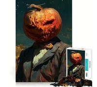 Puzzle de 1000 pièces représentant Un Homme à tête de Citrouille, idéal pour Les Adolescents, Stimulant la réflexion et offrant Un Cadeau mémorable et des Bords précis (38x26cm)