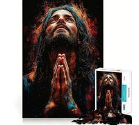 Puzzle de 1000 pièces représentant Un Homme en prière dans Un Style Abstrait, idéal pour Les Adultes Jeu de logique Stimulant, Anti-anxiété, Bords Nets, Cadeau Parfait pour Les fêtes 38x52cm