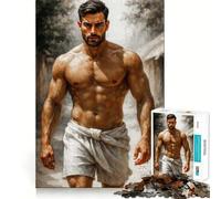 Puzzle de 1000 pièces représentant Un Homme musclé en Short Blanc, idéal pour Adultes Jeu de logique et de détente, Bords Lisses, Cadeau Original (38x52cm)