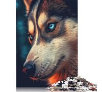 Puzzle de 1000 pièces représentant Un Husky en Gros Plan, idéal pour Les Adolescents. Jeu de Puzzle créatif en Papier, Amusant et Familial. Niveau de difficulté : défi. Dimensions : 38 x 26 cm.