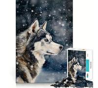 Puzzle de 1000 pièces représentant Un Husky sibérien dans la Neige, idéal pour Les Adolescents Jeu de logique Simple et Amusant, découpe Parfaite, Cadeau d'anniversaire 38x26cm