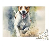 Puzzle de 1000 pièces représentant Un Jack Russell en Pleine Course. Jeu éducatif pour Adultes, décoration intérieure, défi,difficulté élevé, Cadeau d'anniversaire. 52 x 38 cm.