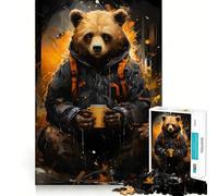 Puzzle de 1000 pièces représentant Un Jeune Ours Brun,idéal pour Adultes Jeu Stimulant l'esprit,découpe Laser pour Un Assemblage Parfait et Une activité Amusante en Famille (50x75cm)