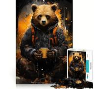 Puzzle de 1000 pièces représentant Un Jeune Ours Brun,idéal pour Adultes Réfléchissez,entraînez-Vous et jouez ! Aucun Morceau ne se détache Un Cadeau Unique pour se détendre (38x52cm)