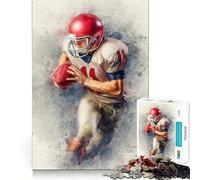 Puzzle de 1000 pièces représentant Un Joueur de Football américain à l'aquarelle,idéal pour Les Adultes Activité ludique et apaisante pour se détendre et se défouler (50x75cm)