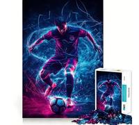Puzzle de 1000 pièces représentant Un Joueur de Football avec des lumières néon, idéal pour Les Adolescents, Un Jeu d'entraînement cérébral, Un Cadeau Classique Assembler et Partager (50x75cm)