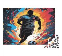Puzzle de 1000 pièces représentant Un Joueur de Football en Pleine Action. Silhouette de Joueur de Football. Jeu éducatif pour Adultes, décoration intérieure, Cadeau d'anniversaire. 52 x 38 cm