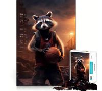 Puzzle de 1000 pièces représentant Un Joueur de NBA et Un Raton Laveur, idéal pour Les Adultes Jeu de réflexion et de détente Découpe précise Liste de souhaits du Père Noël (50x75cm)