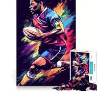 Puzzle de 1000 pièces représentant un joueur de rugby en action, idéal pour adultes stimule la mémoire, offre un divertissement paisible et une découpe de qualité supérieure Cadeau mémorable (50x75cm)