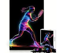 Puzzle de 1000 pièces représentant Un Joueur de Tennis néon, idéal pour Adultes Jeu de logique Stimulant, Anti-Stress, Bords Transparents, Cadeau Original (50x75cm)