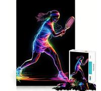 Puzzle de 1000 pièces représentant Un Joueur de Tennis néon, idéal pour Adultes Jeu de logique Stimulant, Anti-Stress, Bords Transparents, Cadeau Original (50x75cm)