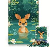 Puzzle de 1000 pièces représentant Un Kangourou dans Un Bassin de nénuphars,idéal pour Les Adolescents Stimule la réflexion stratégique et favorise Une Implication Douce Assemblage précis