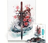 Puzzle de 1000 pièces représentant Un Katana de samouraï, idéal pour Les Adolescents Jeu de réflexion et de création Collective, aux découpes nettes et précises Objet de Collection (50x75cm)