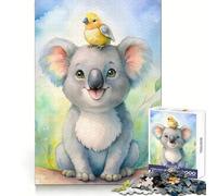 Puzzle de 1000 pièces représentant Un Koala à l'aquarelle avec Son ami Oiseau, idéal pour Les Adolescents Découpe Laser, Facile à Utiliser et Un Joli Cadeau pour développer Son Esprit (38x52cm)
