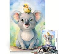 Puzzle de 1000 pièces représentant Un Koala à l'aquarelle avec Son ami Oiseau,idéal pour Les Adolescents Stimule l'intellect et l'habileté,Offre Une évasion paisible et Un Assemblage Facile Cadeau