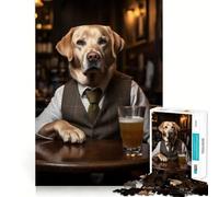 Puzzle de 1000 pièces représentant Un Labrador Jaune au pub,idéal pour Les Adolescents Jeu de mémoire Amusant et Facile à Transporter (38x26cm) Composants Robustes et découpés avec précision