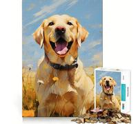 Puzzle de 1000 pièces représentant Un Labrador Jaune dans Un Bouquet de Fleurs,idéal pour Adultes Jeu Stimulant la réflexion,découpe Laser pour Un Assemblage Parfait,activité ludique en Famille