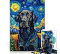 Puzzle de 1000 pièces représentant Un Labrador Noir Jeu d'articulation précis et Amusant,idéal pour développer Ses capacités cognitives,se détendre et décorer pour Noël (38x26cm)