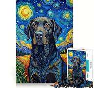 Puzzle de 1000 pièces représentant Un Labrador Noir,pièces Bien ajustées,Jouet créatif et Amusant,Moments de détente et de Plaisir,Cadeau de décoration d'anniversaire (50x75cm)
