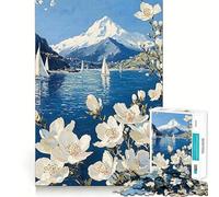 Puzzle de 1000 pièces représentant Un lac de Montagne avec des voiliers, Un Paysage Japonais, idéal pour Adultes Jeu Intelligent et Amusant à Assembler Ensemble Cadeau de Saison (38x26cm)