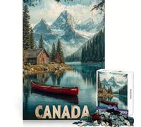 Puzzle de 1000 pièces représentant Un lac de Montagne Canadien,idéal pour Les Adolescents Un Moment de réflexion Critique Bien investi,Un Cadeau de Noël Unique et Solide (38x52cm)