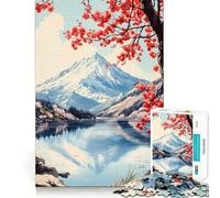 Puzzle de 1000 pièces représentant Un lac de Montagne et des cerisiers en Fleurs, idéal pour Les Adolescents, pour stimuler la mémoire, Jouer à l'intérieur et Offrir en Cadeau (38x26cm)
