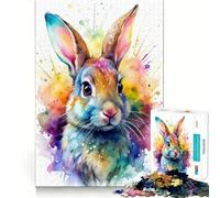 Puzzle de 1000 pièces représentant Un Lapin à l'aquarelle,idéal pour Les Adolescents Un Jeu de mémoire Amusant et Relaxant à Partager en intérieur (50x75cm)